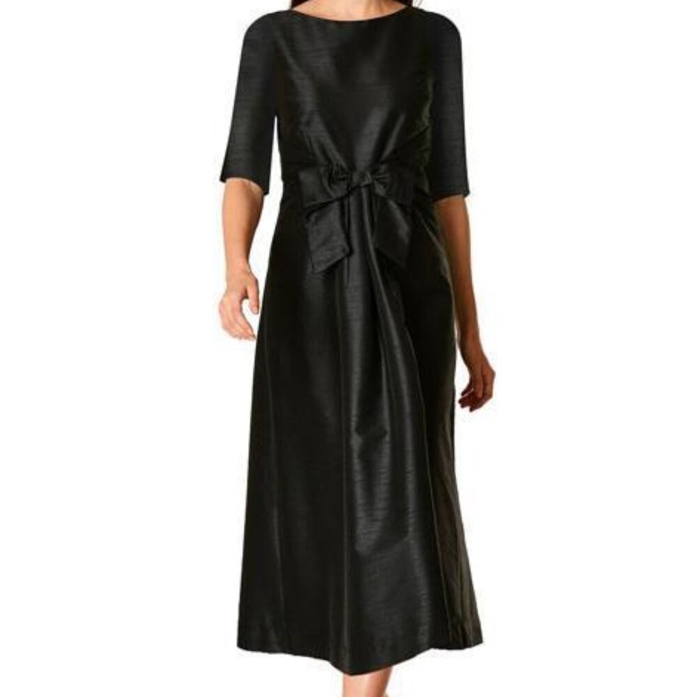 Eshakti Bow Pleat Waist Dupioni Dress